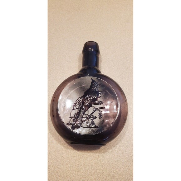 Vintage CLEVENGER BROTHERS purple Glass FLASK bottle Arthur Singer Cardinal - Picture 1 of 7